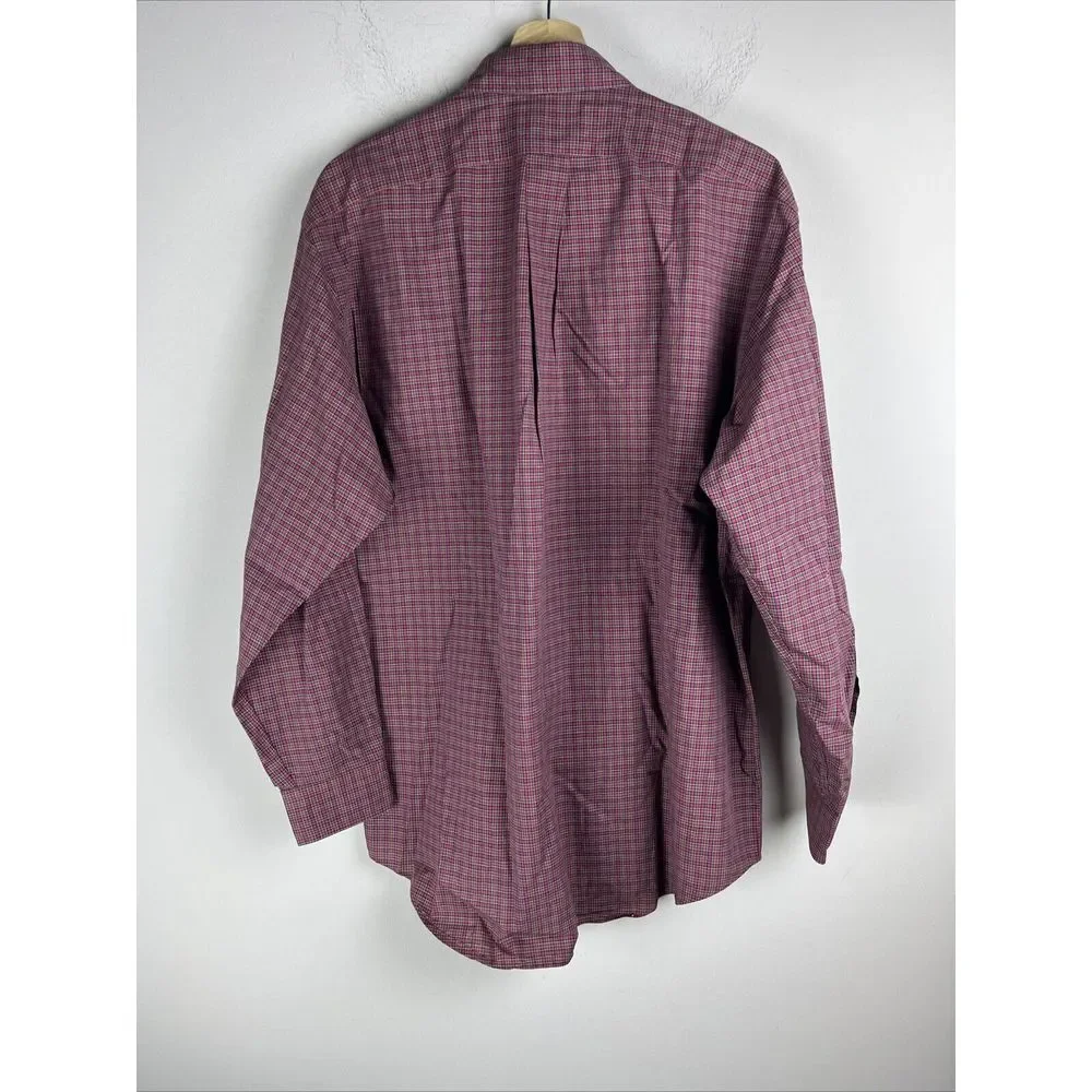 Ralph‎ Lauren Men's 15.5 32/33 Yaramouth Cotton Red Plaid Button Down *Flaw